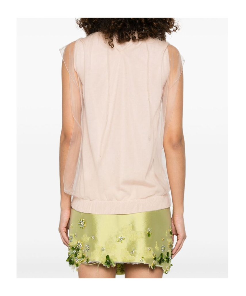 Shop Fabiana Filippi Tulle-layered Top In Nude