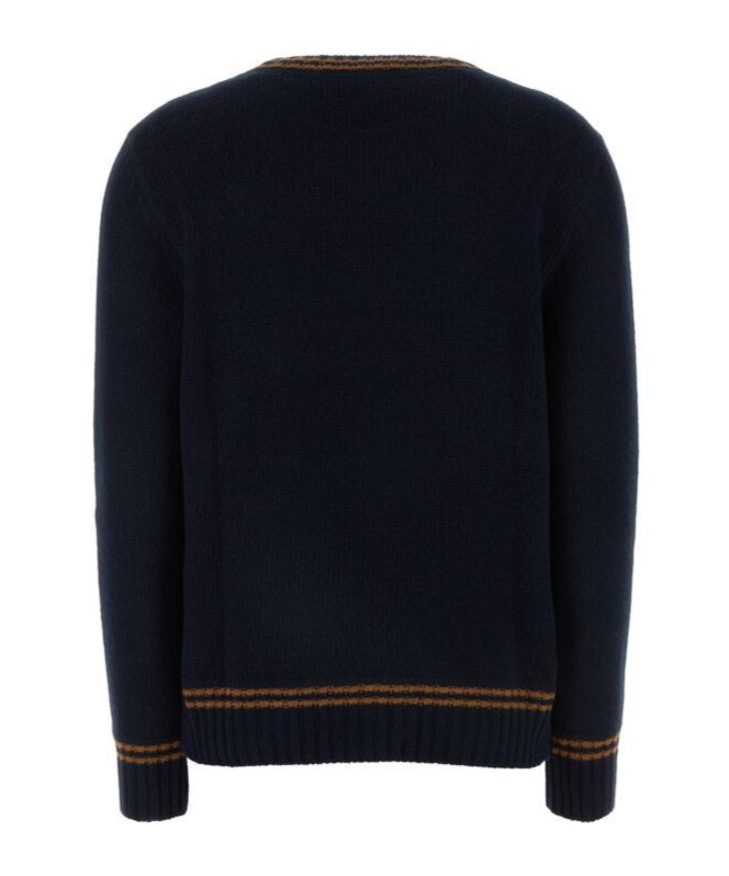 Prada Logo Long-sleeved Sweater In Black