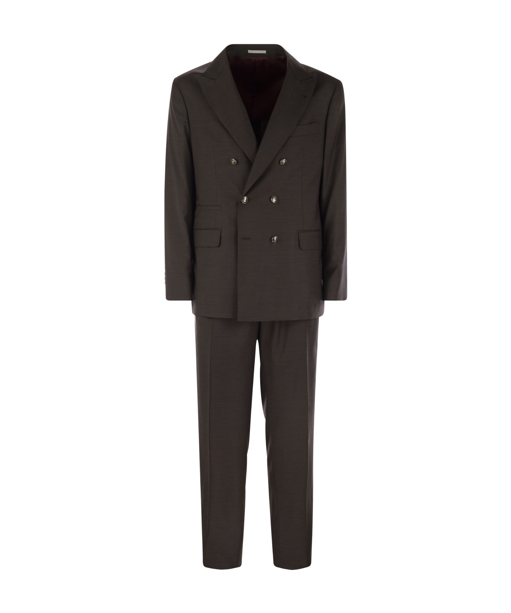 Brunello Cucinelli Men's Set With Chest And Half Jacket And Leisure-fit Trousers With Pleats In Black