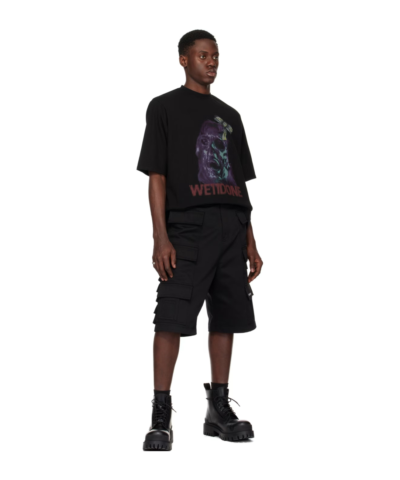 We11 Done Plain Knitted Short-sleeved T-shirt In Black
