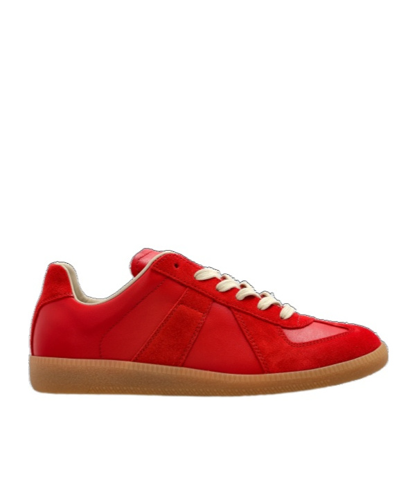 Maison Margiela Replica Leather And Suede Sneakers In Red