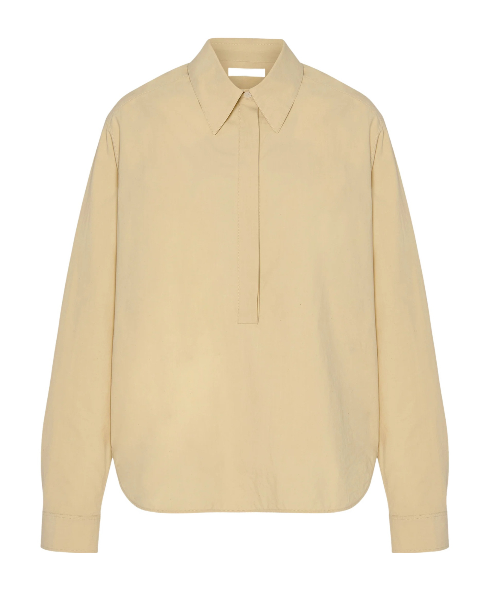 The Row Margan Long-sleeve Shirt With Curved Hem In Neutral