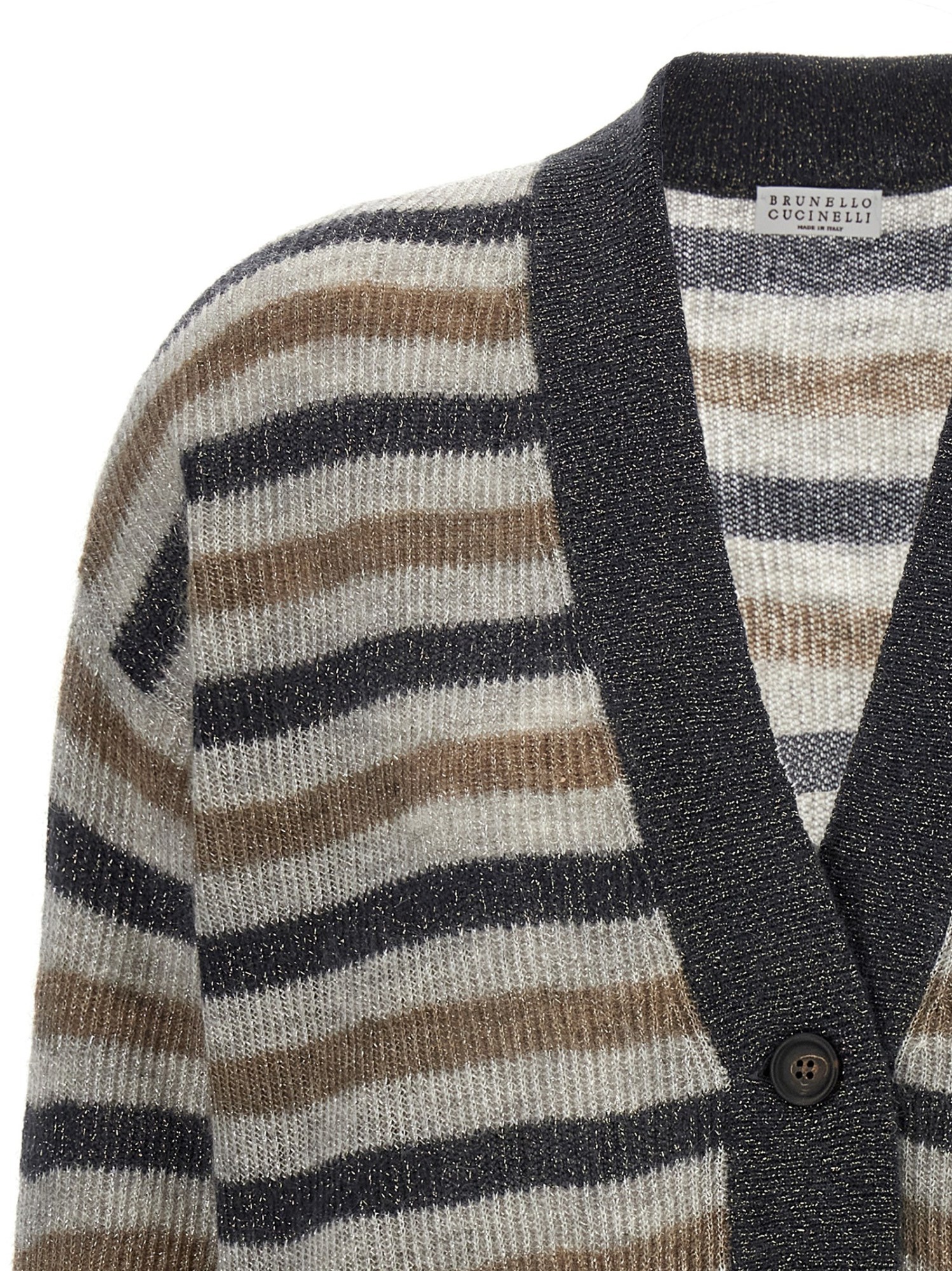 Brunello Cucinelli Lurex Wool Cardigan Sweaters And Cardigans Multicolor