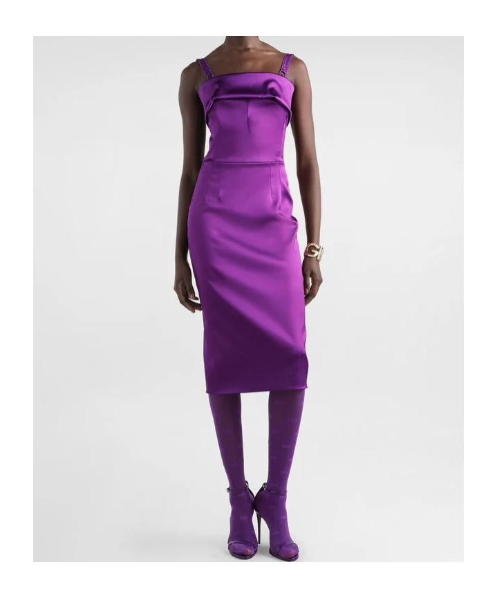 Dolce & Gabbana Satin Dress In Purple