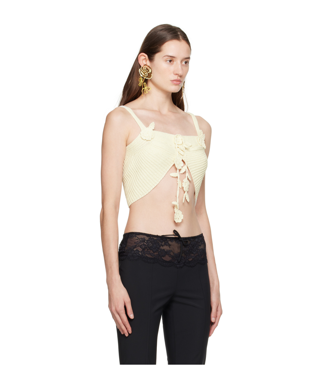 Blumarine Off-white Flower Camisole In White