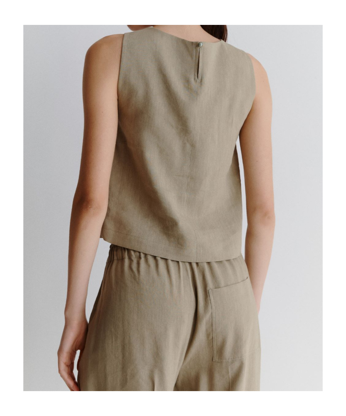 Marella Stretch Viscose And Linen Top - Green In Gray