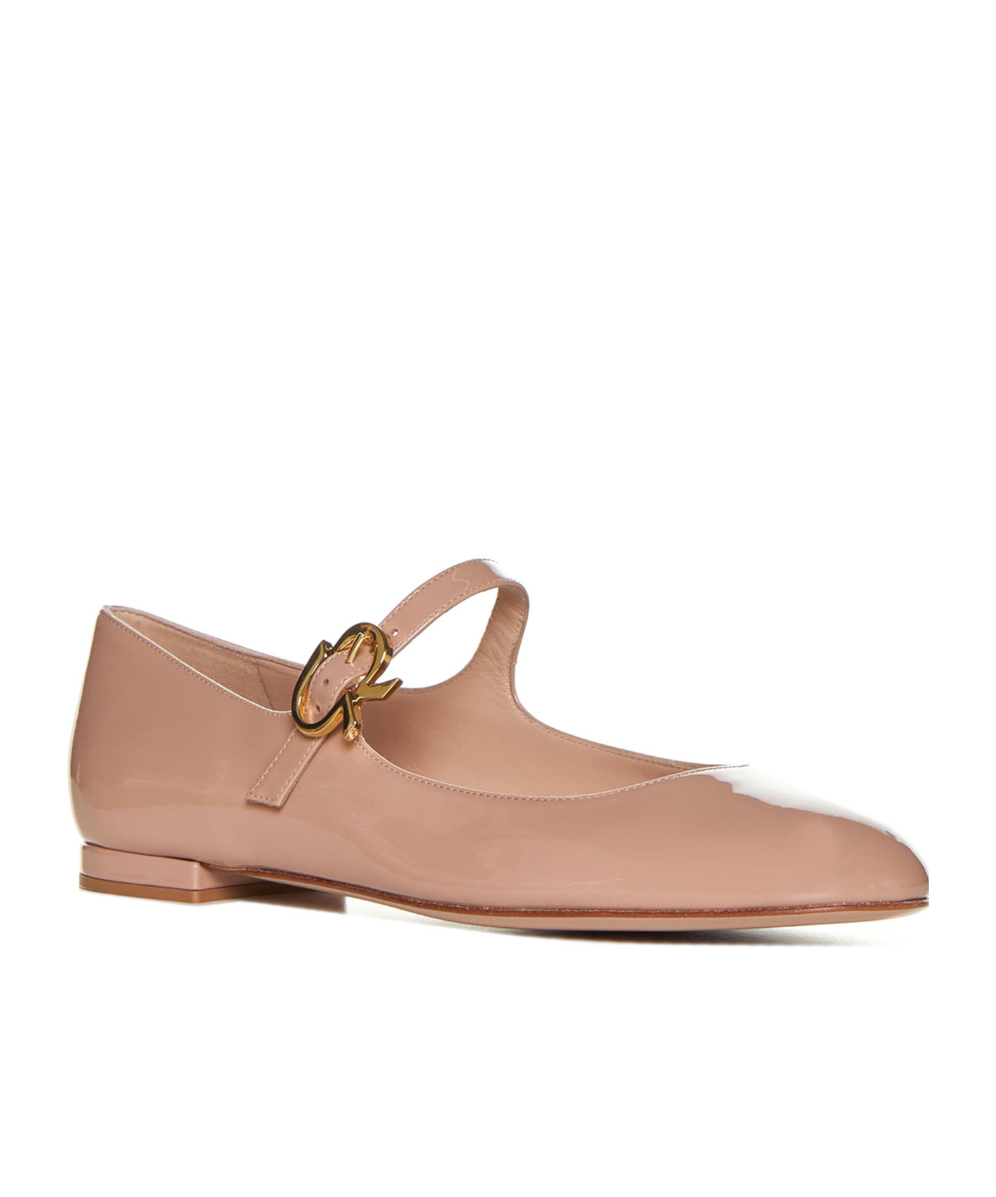 Shop Gianvito Rossi Mary Ribbon 05 Leather Ballerina Shoes In Nude