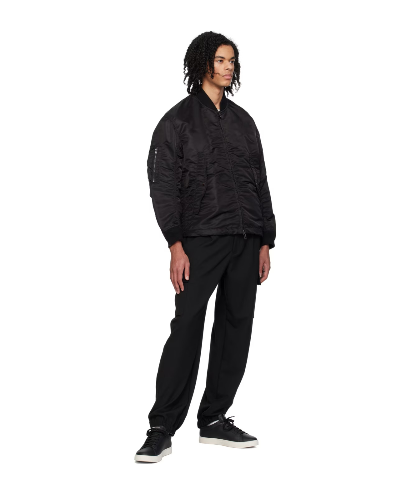 Emporio Armani Belt Loop Elastic Casual Pants In Black
