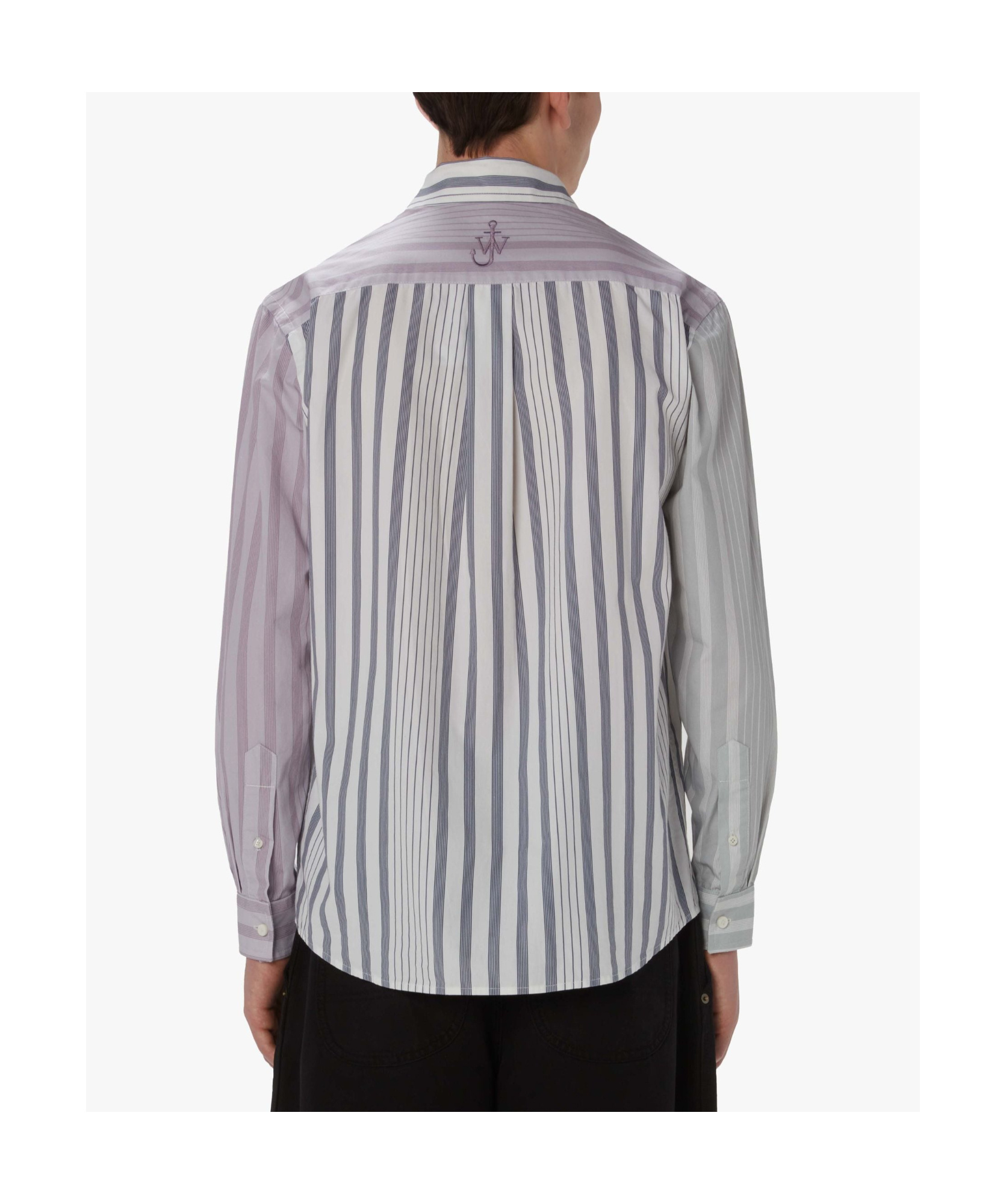 Jw Anderson Striped Pattern Button-down Collar Shirt In Gray