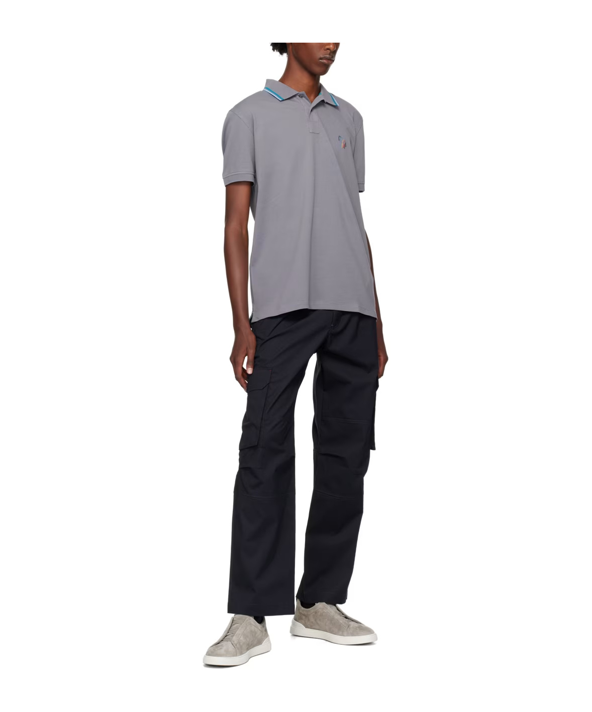 Ps By Paul Smith Gray Zebra Polo In Gray