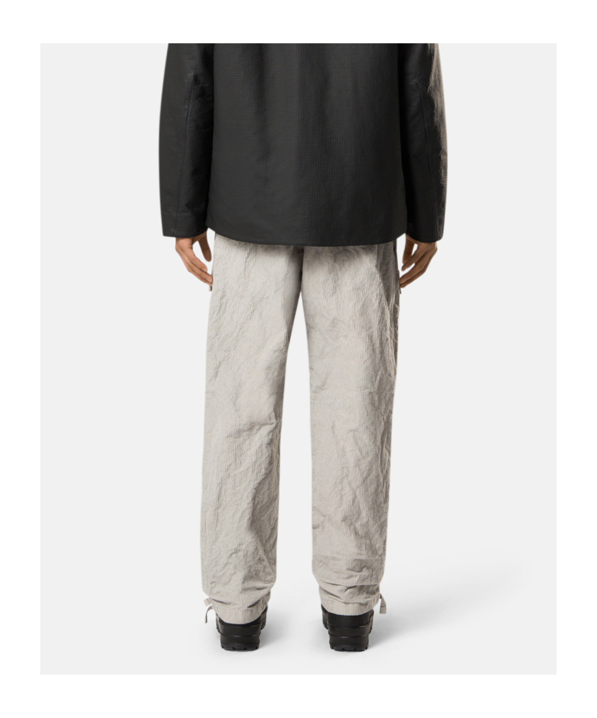 Stone Island Loose-fit Cargo Trousers With Adjustable Waist Straps In Gray