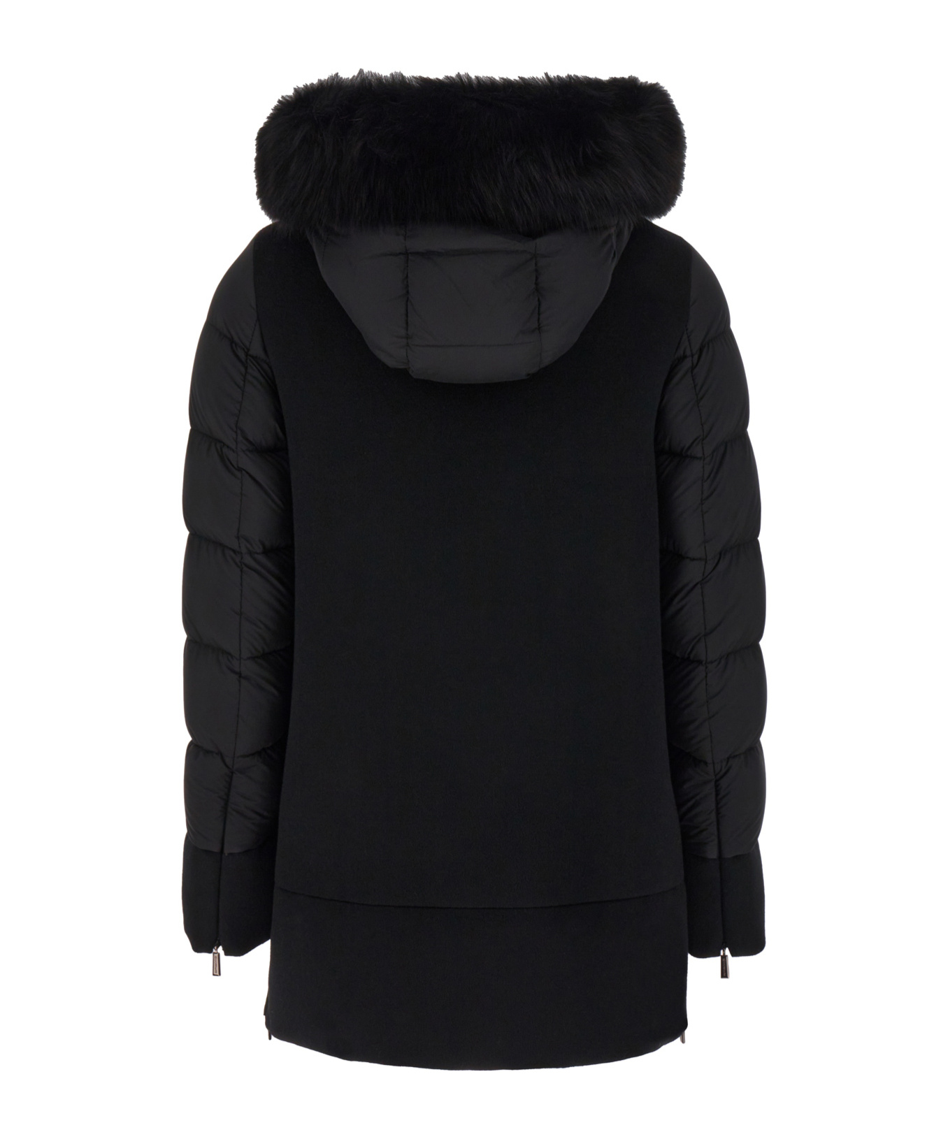 Moorer Medium-length Fresia Down Jacket With Hood And Fur In Black