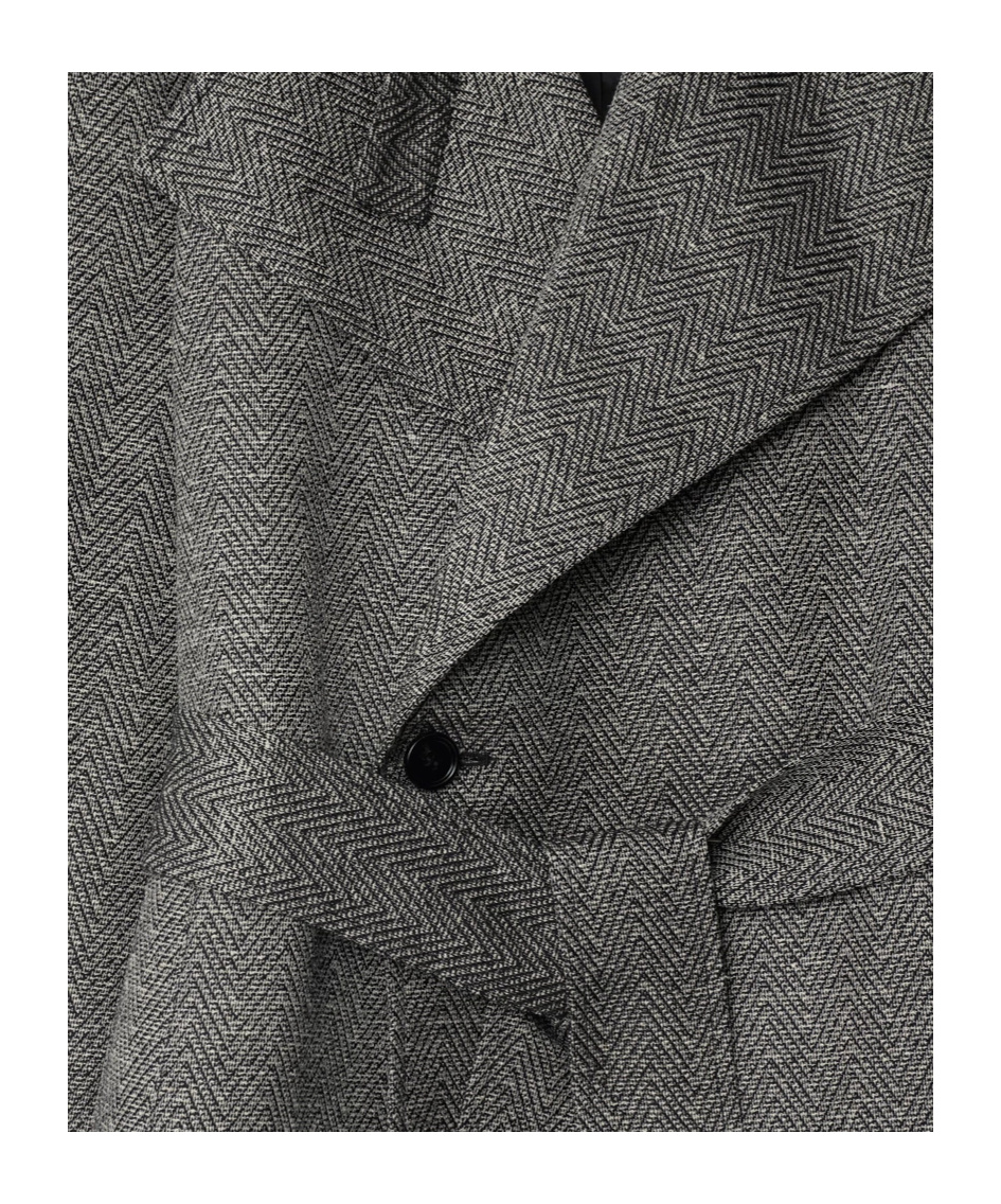 Burberry Chevron-jacquard Belted Coat In Black