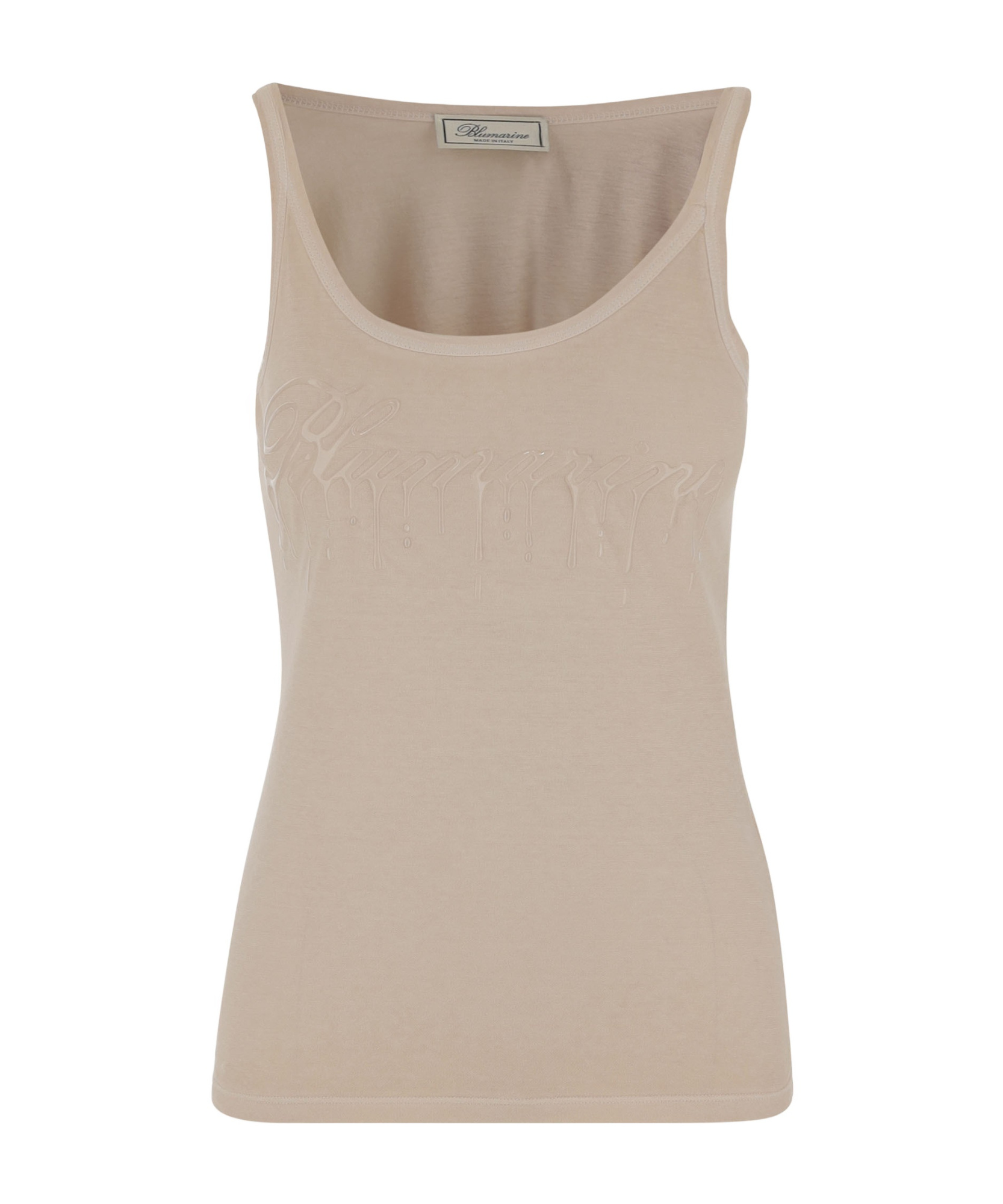 Blumarine Jersey Top With Cast-effect Logo In Pink