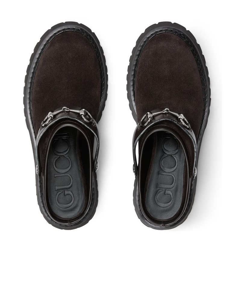Gucci Gum Horsebit Belt Mules In Brown