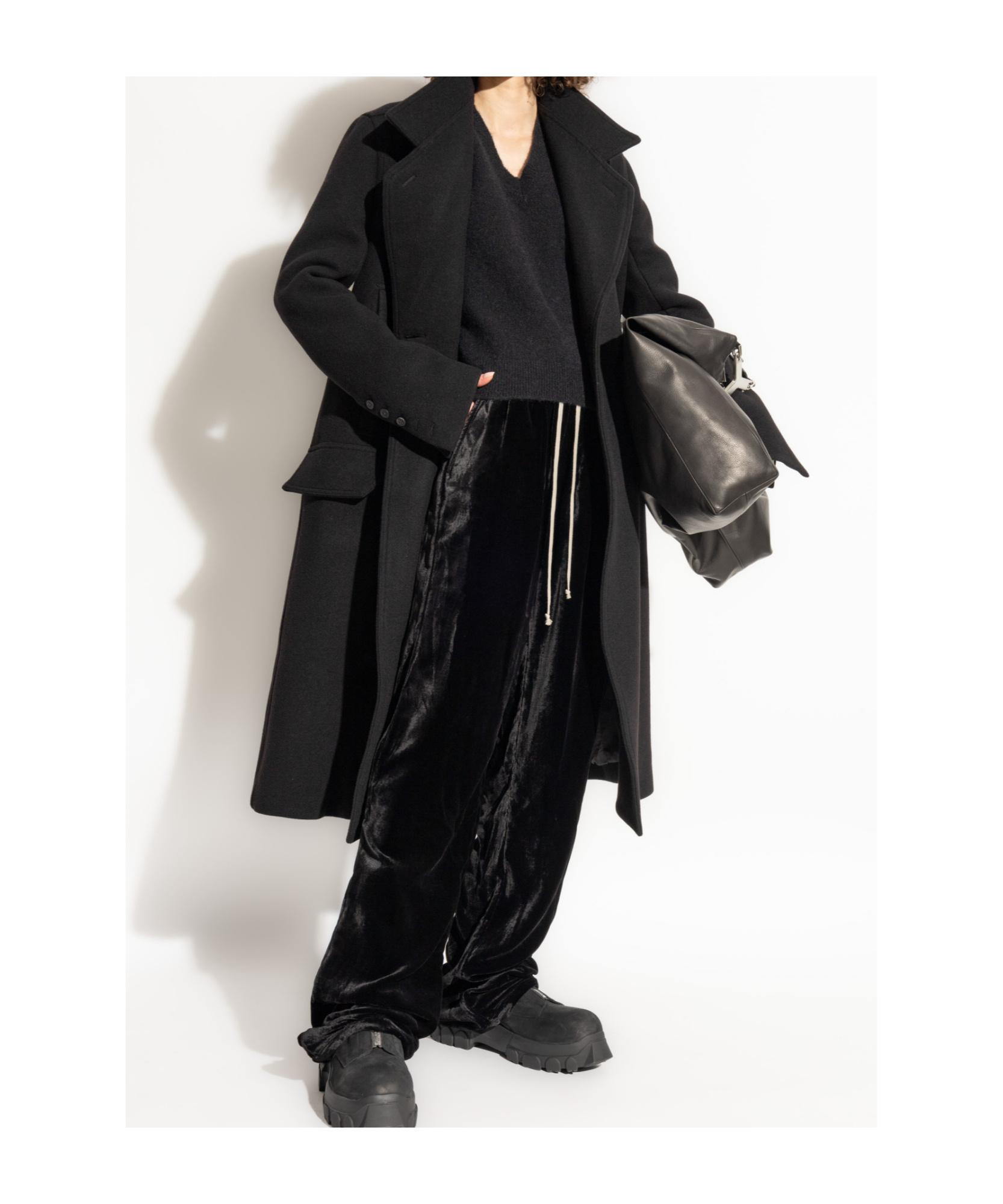 Rick Owens V-neck Ribbed Knit Top In Black