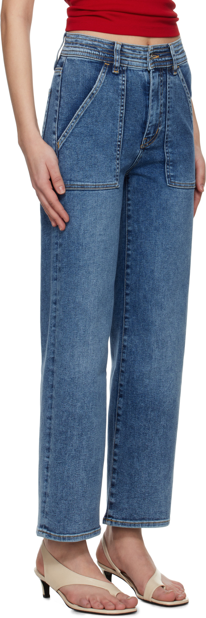 FRAME BLUE TRAPUNTO STRAIGHT JEANS
