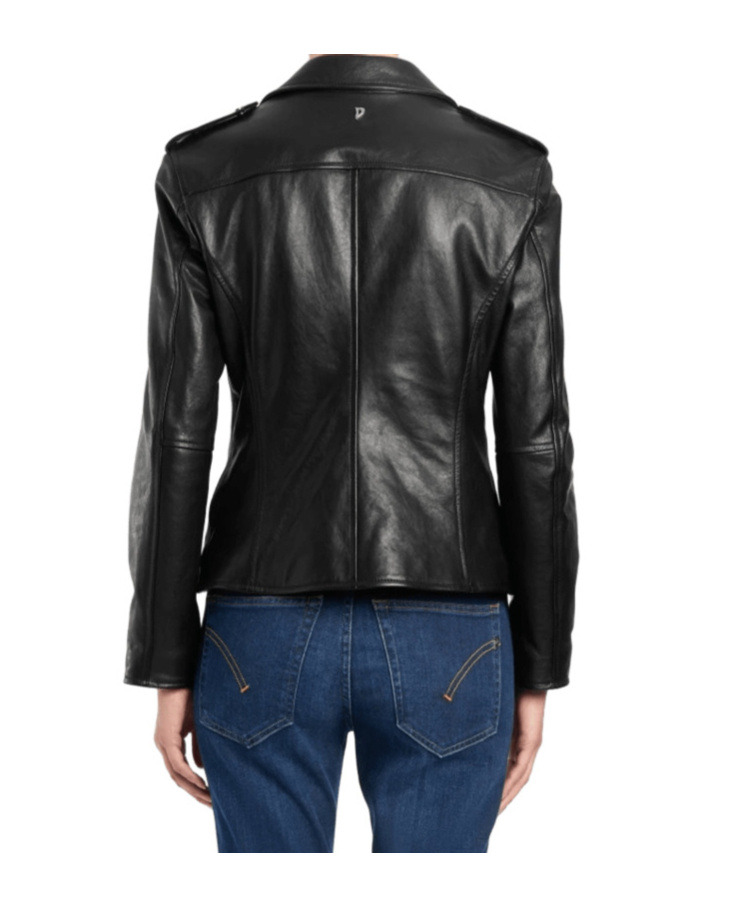Dondup Asymmetric Zip Leather Jacket In Black