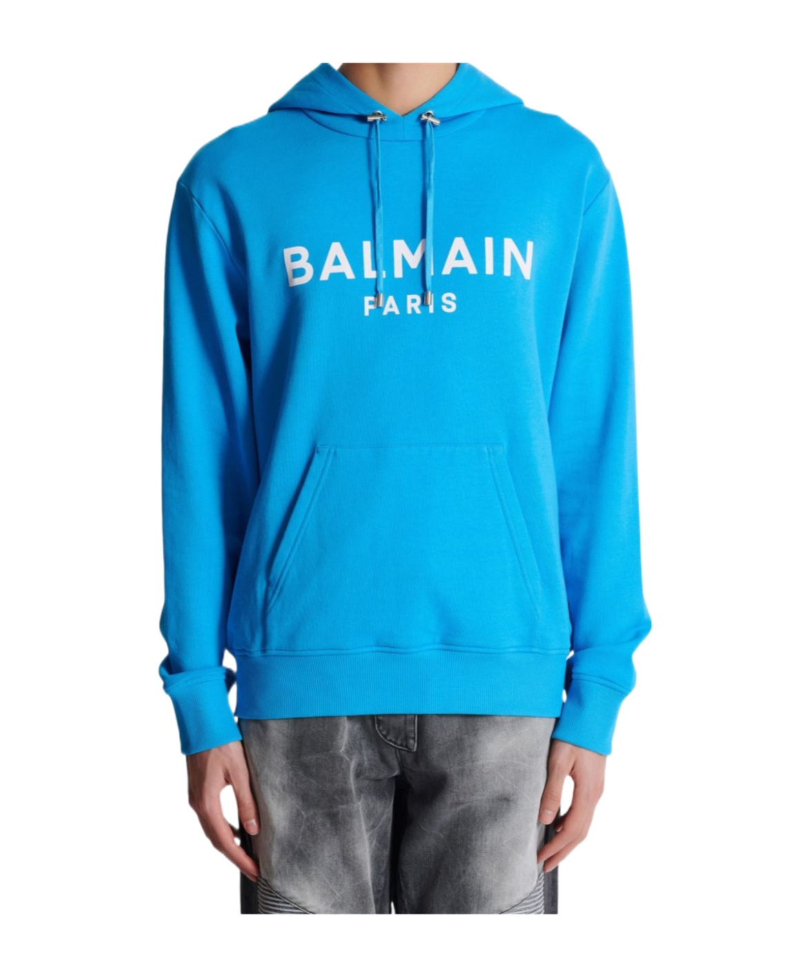 Balmain Hooded Sweatshirt With In Blue