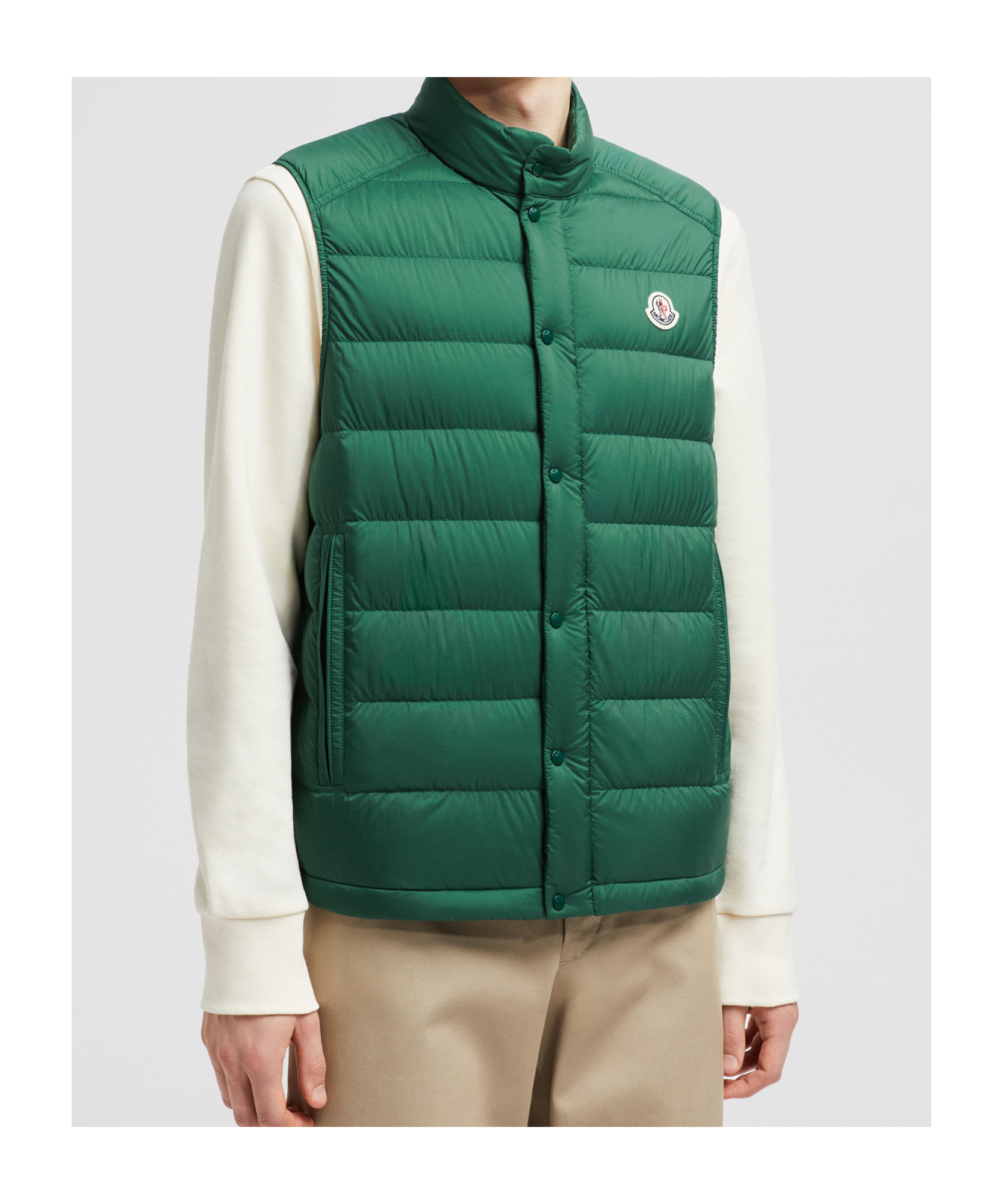Moncler Piumino Smanicato Barthe In Nylon Verde Scuro  Uomo In Green