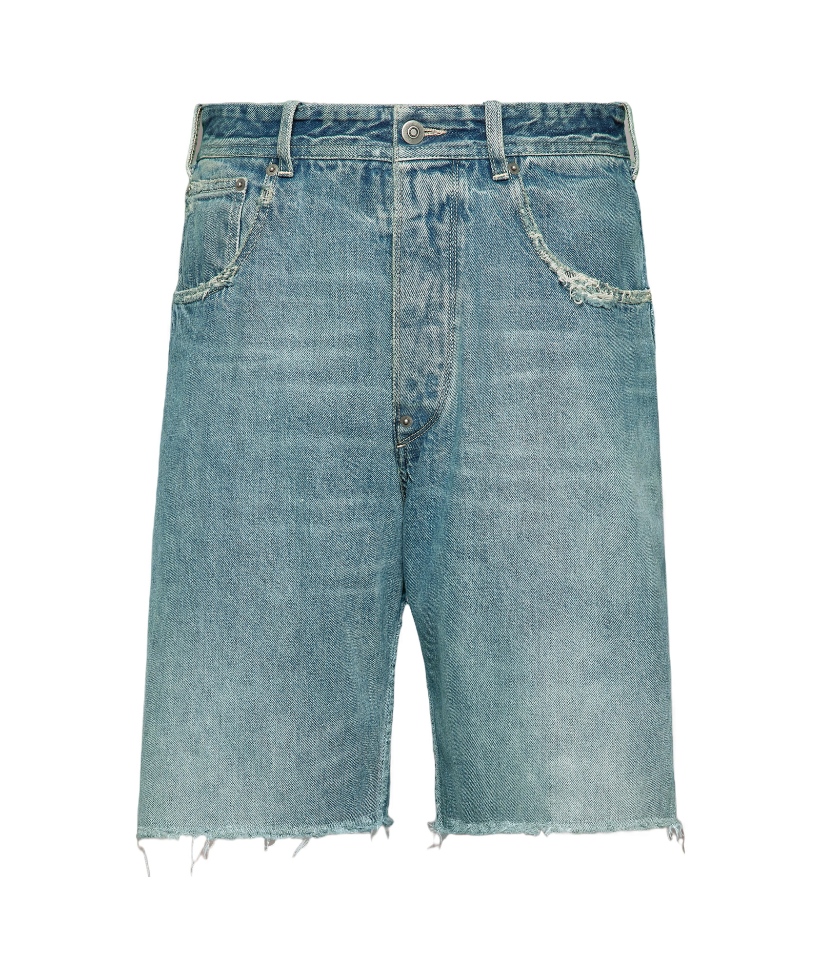Maison Margiela Denim Cut-off Shorts Man Light Blue In Blue