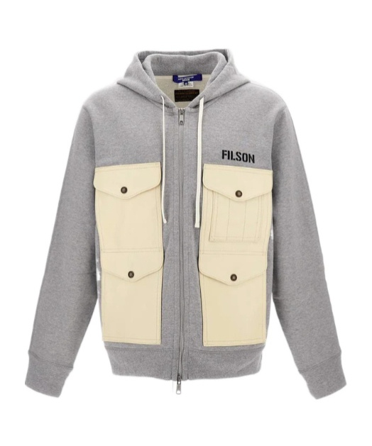 Junya Watanabe Drawstring Hooded Jacket In Gray
