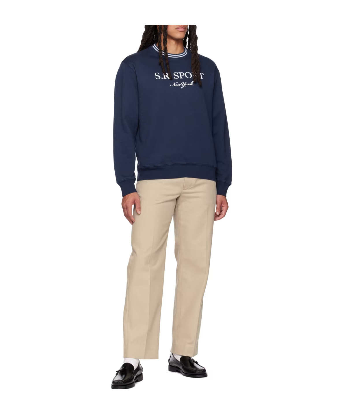 Sporty And Rich Logo-print Crew-neck Sweatshirt In Blue
