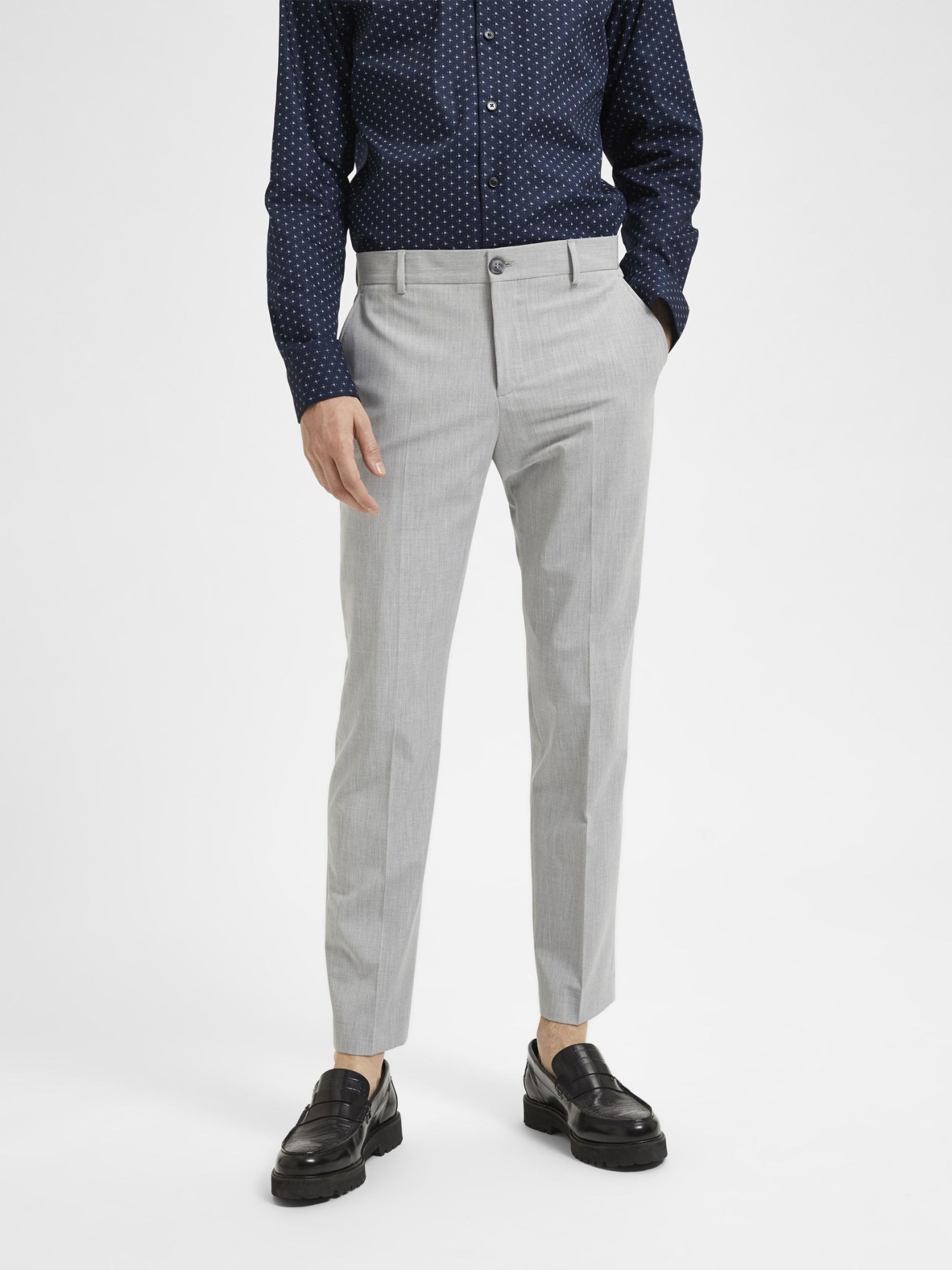 Selected Belt Loops Slacks In Gray