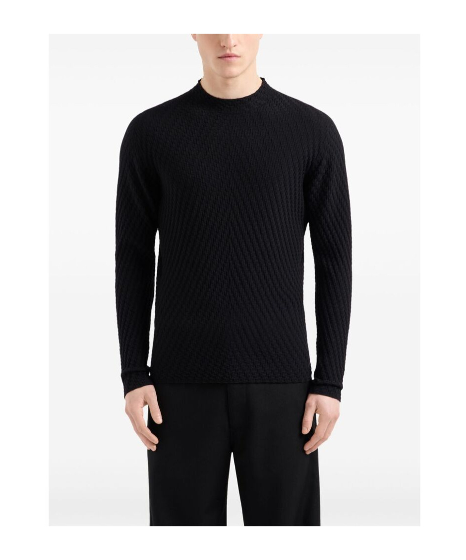 Giorgio Armani Long-sleeved Sweater In Black