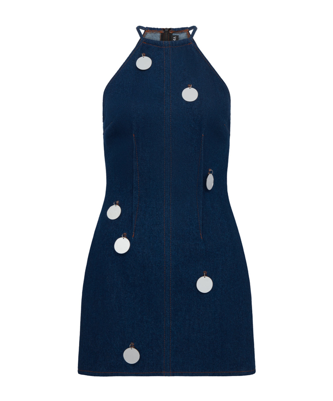 David Koma Mirror Sequin Denim Mini Dress In Blue