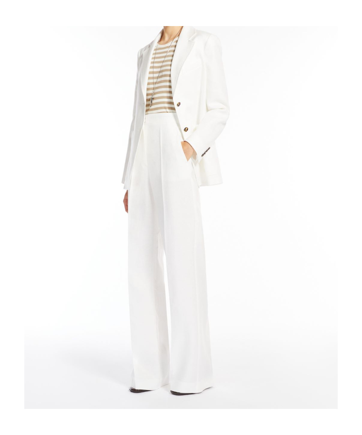 Max Mara Long-sleeved Suit Coat In White
