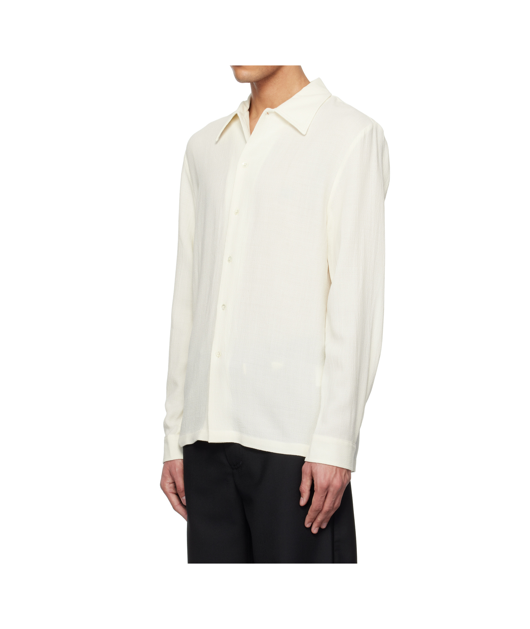 Séfr Crepe Long-sleeved Shirt In Off-white