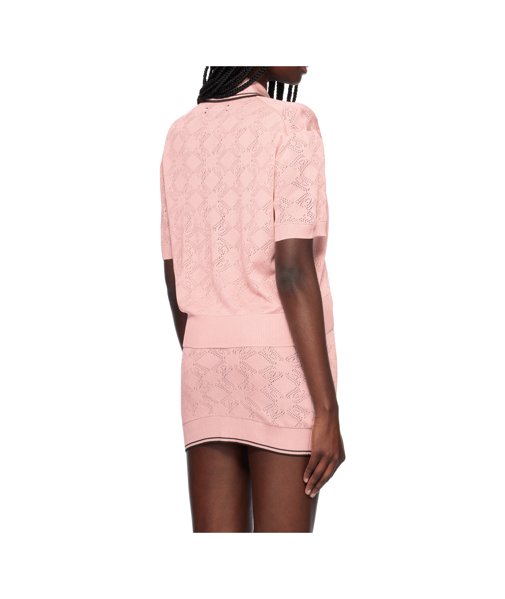 Amiri Open-knit Viscose Polo Shirt In Pink