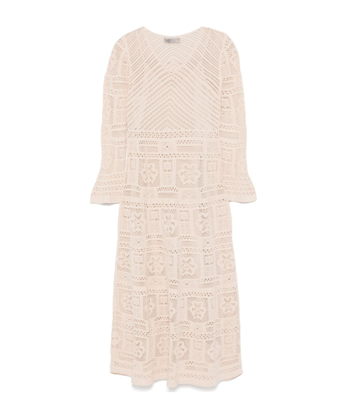 D Exterior Patchwork Maxi Dress In Neutral