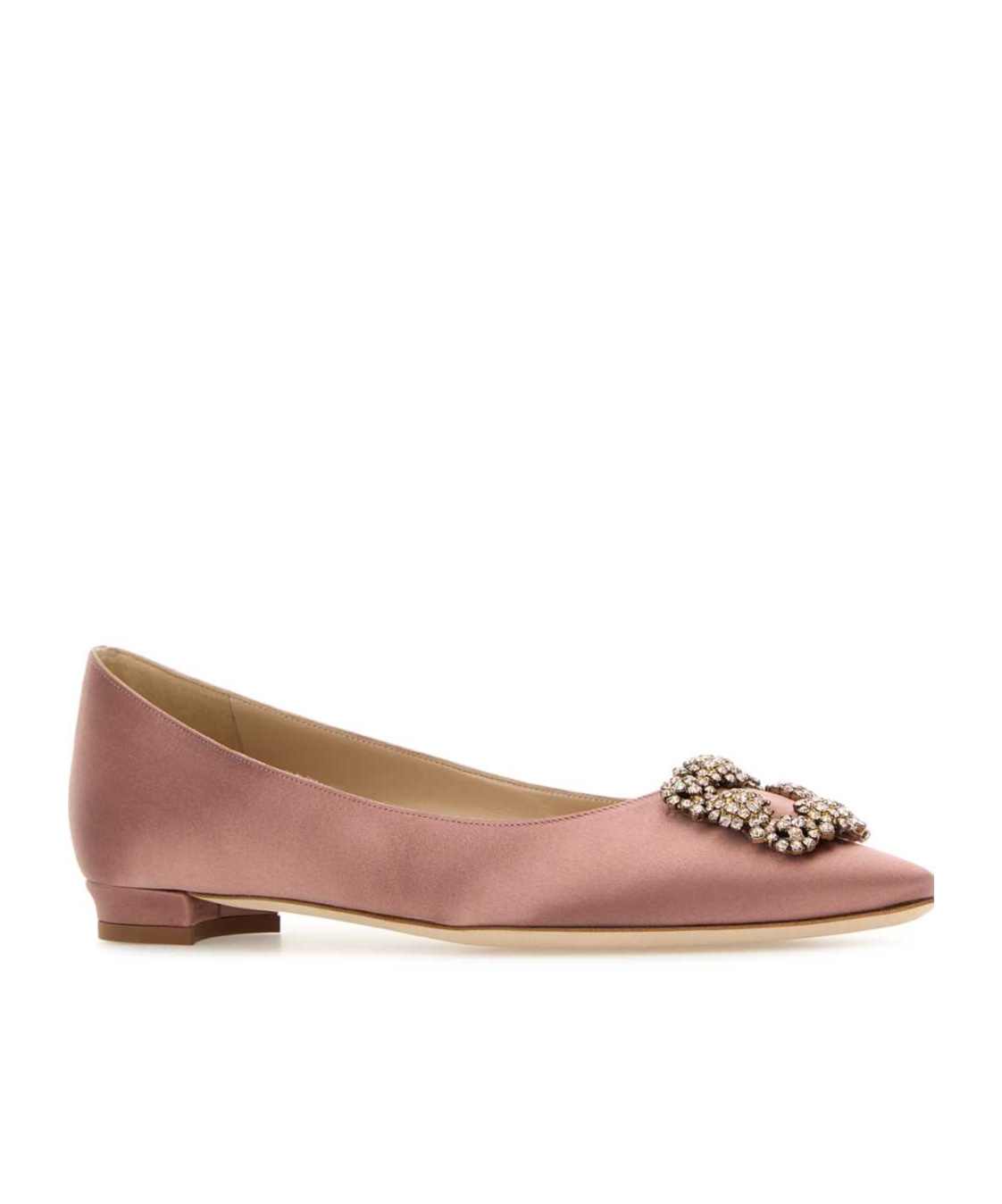 Manolo Blahnik Satin Ballerinas With Embellished Detail And Finish