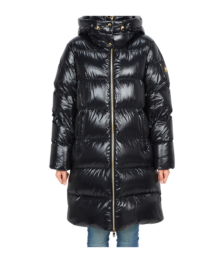 Moose Knuckles Hooded Down Jacket In Black