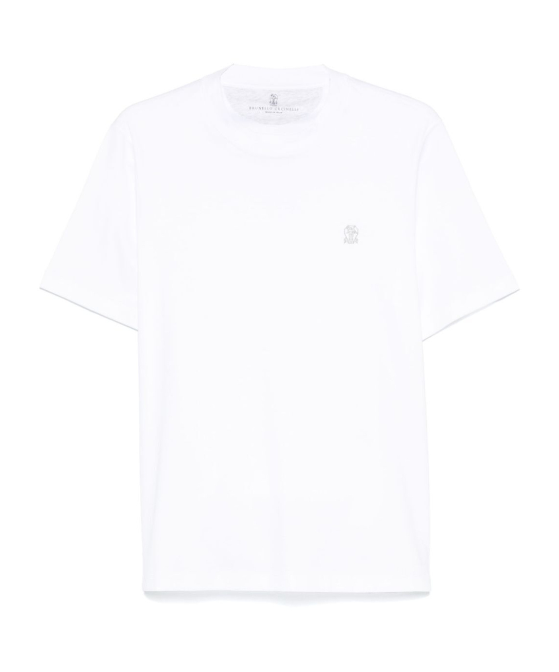 Brunello Cucinelli Men Cotton Jersey Crew-neck T-shirt With Logo And Faux-layering In White