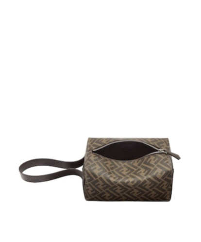 Shop Fendi Brown Ff Canvas Toiletry Case In Black