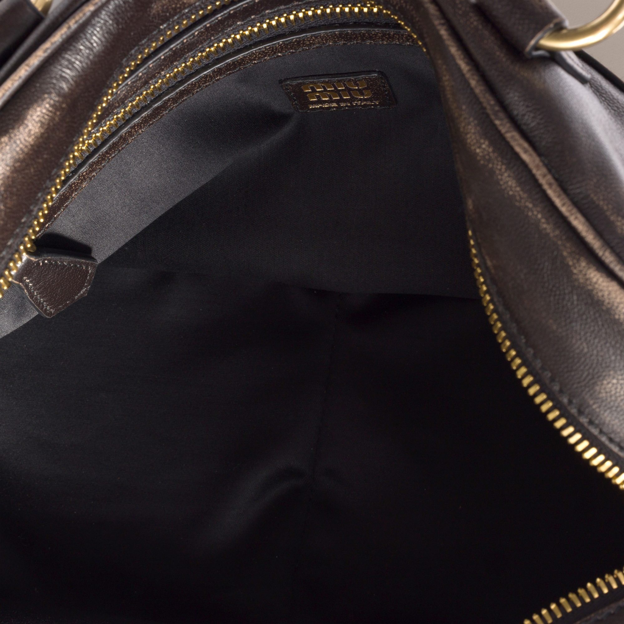 Miu Miu Pocket Nappa Leather Top-handle Bag In Brown
