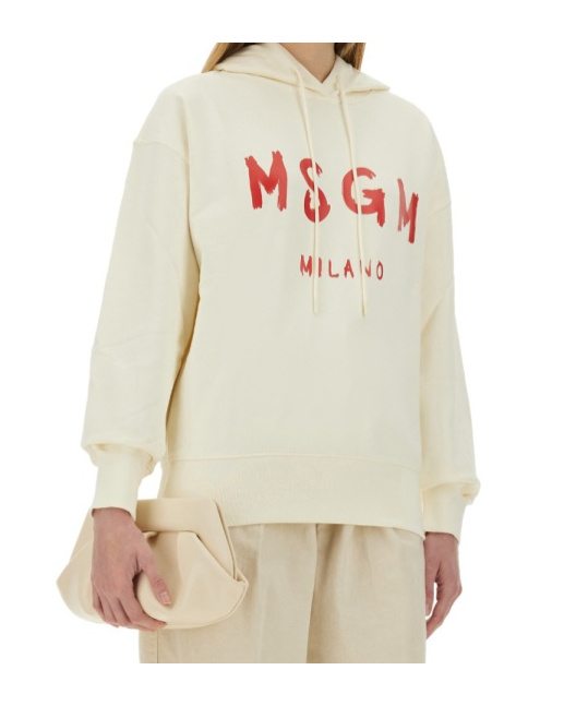 Msgm Relaxed-fit Sweatshirt With Brushed Logo In White