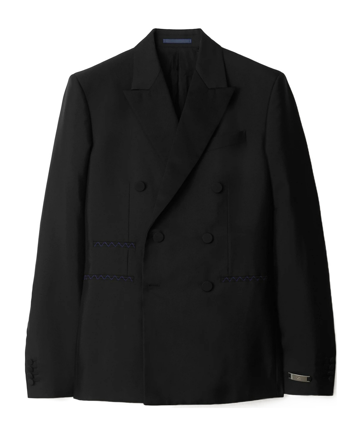 Burberry Wool Silk Tailored Jacket In Black