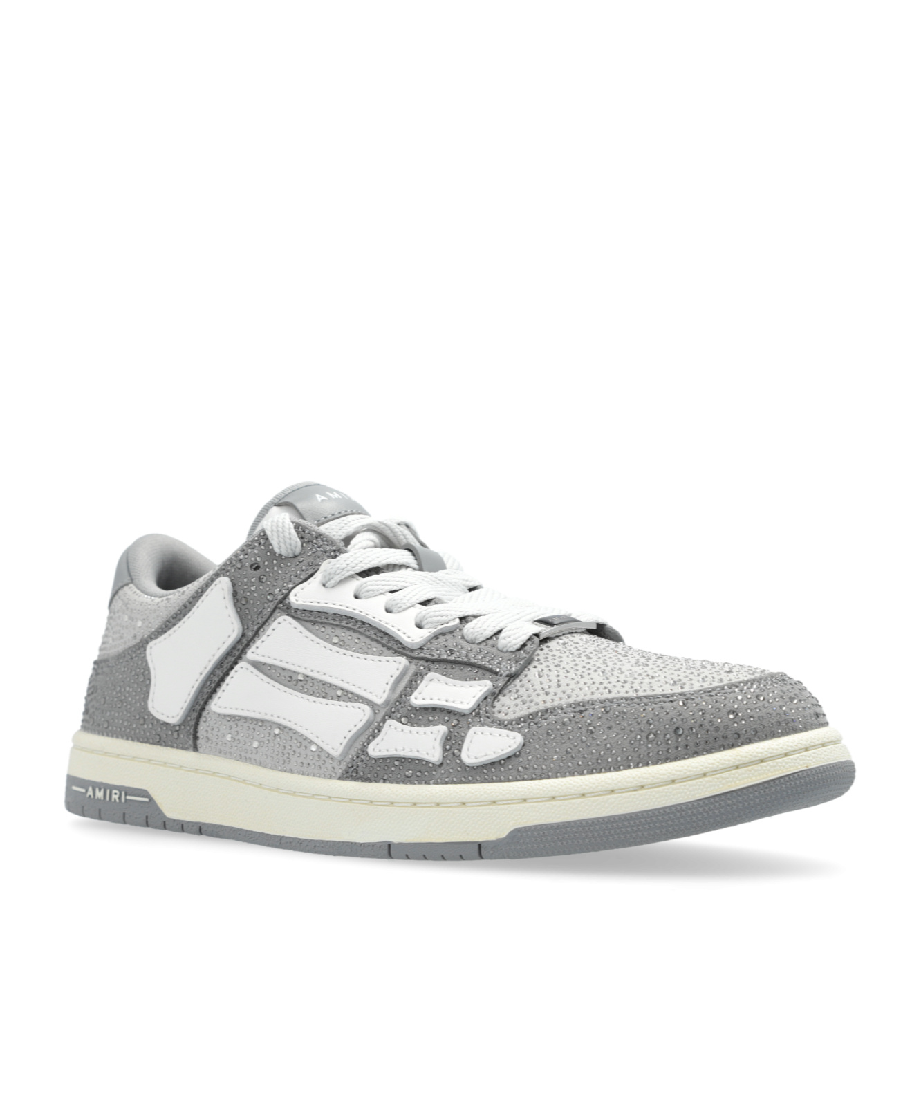 Amiri Gray Crystal Skel Top Low Sneakers In White