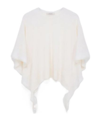 Dorothee Schumacher Knit Top With Draped Flounce Sleeves In White