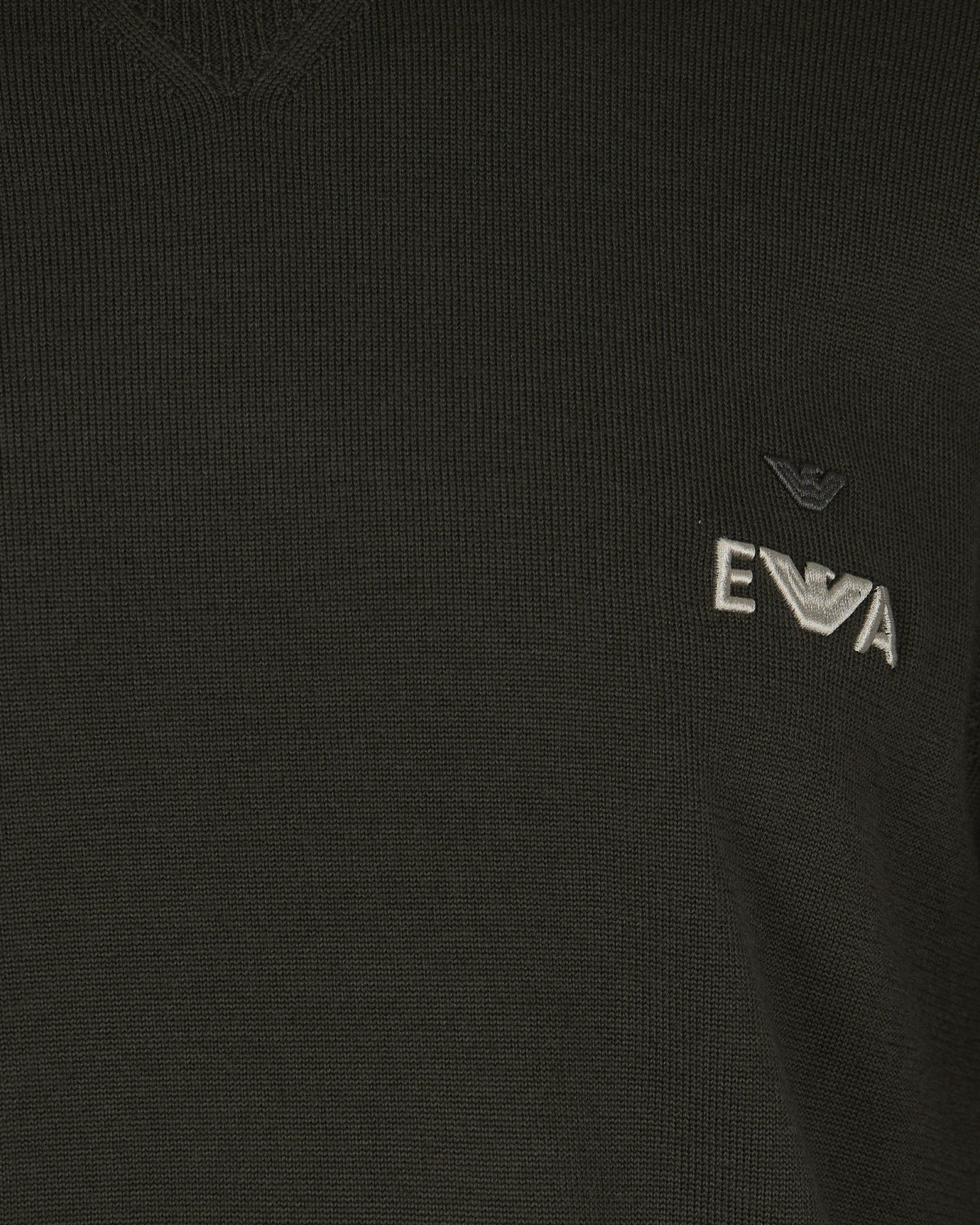 Emporio Armani Crew Neck Virgin Wool Sweater With Contrasting Details In Black