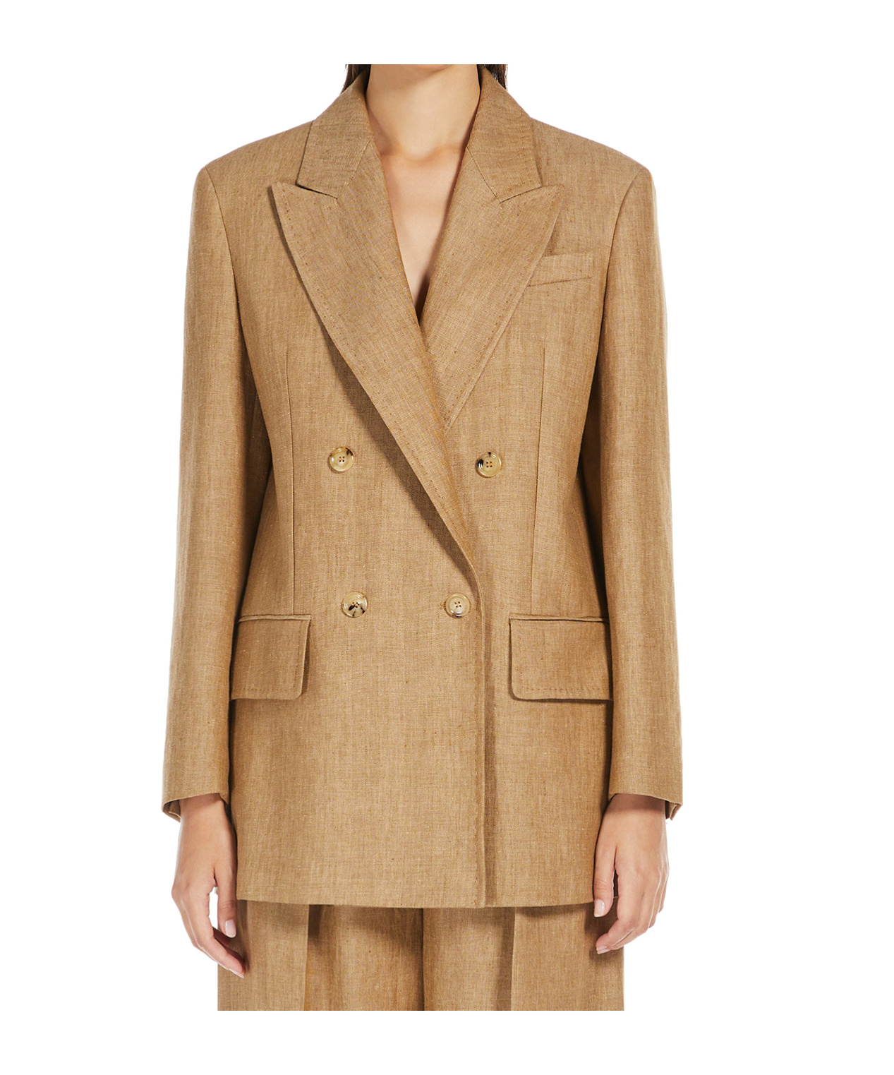 Max Mara Double-breasted Wool Blazer Clothing In Nude
