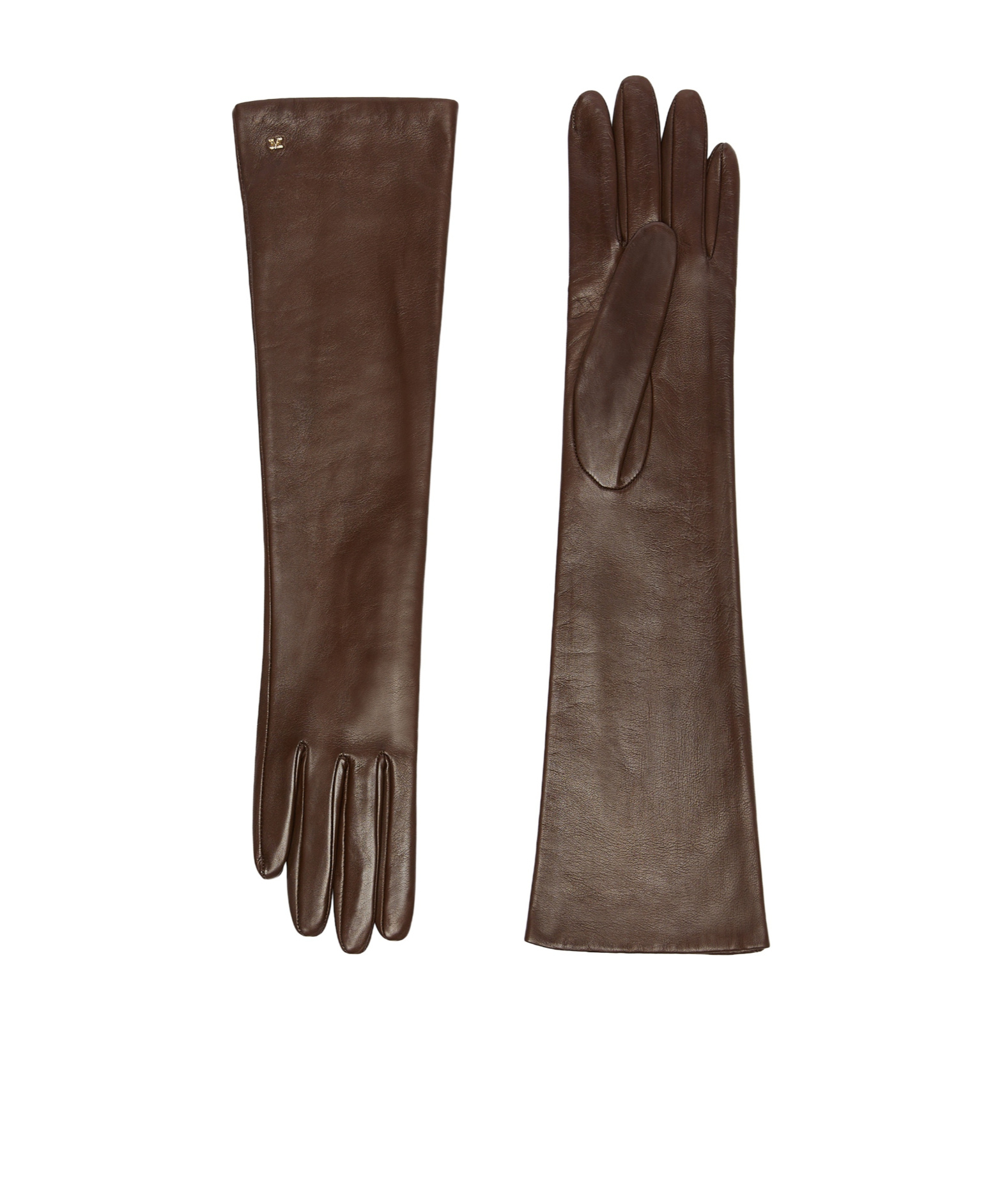 Max Mara Long Nappa Leather Gloves In Brown