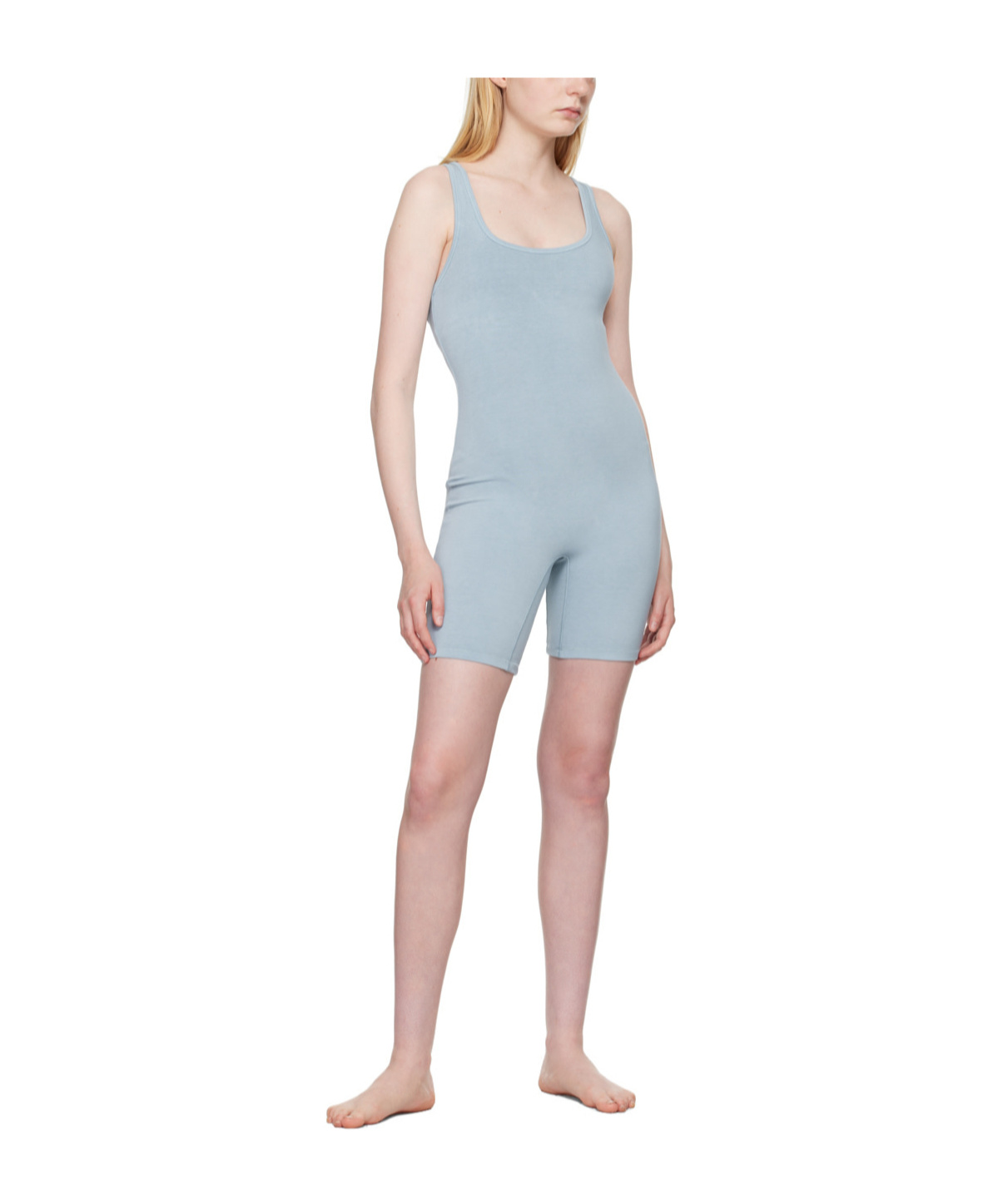 Skims Blue Outdoor Mid Thigh Jumpsuit In Gray