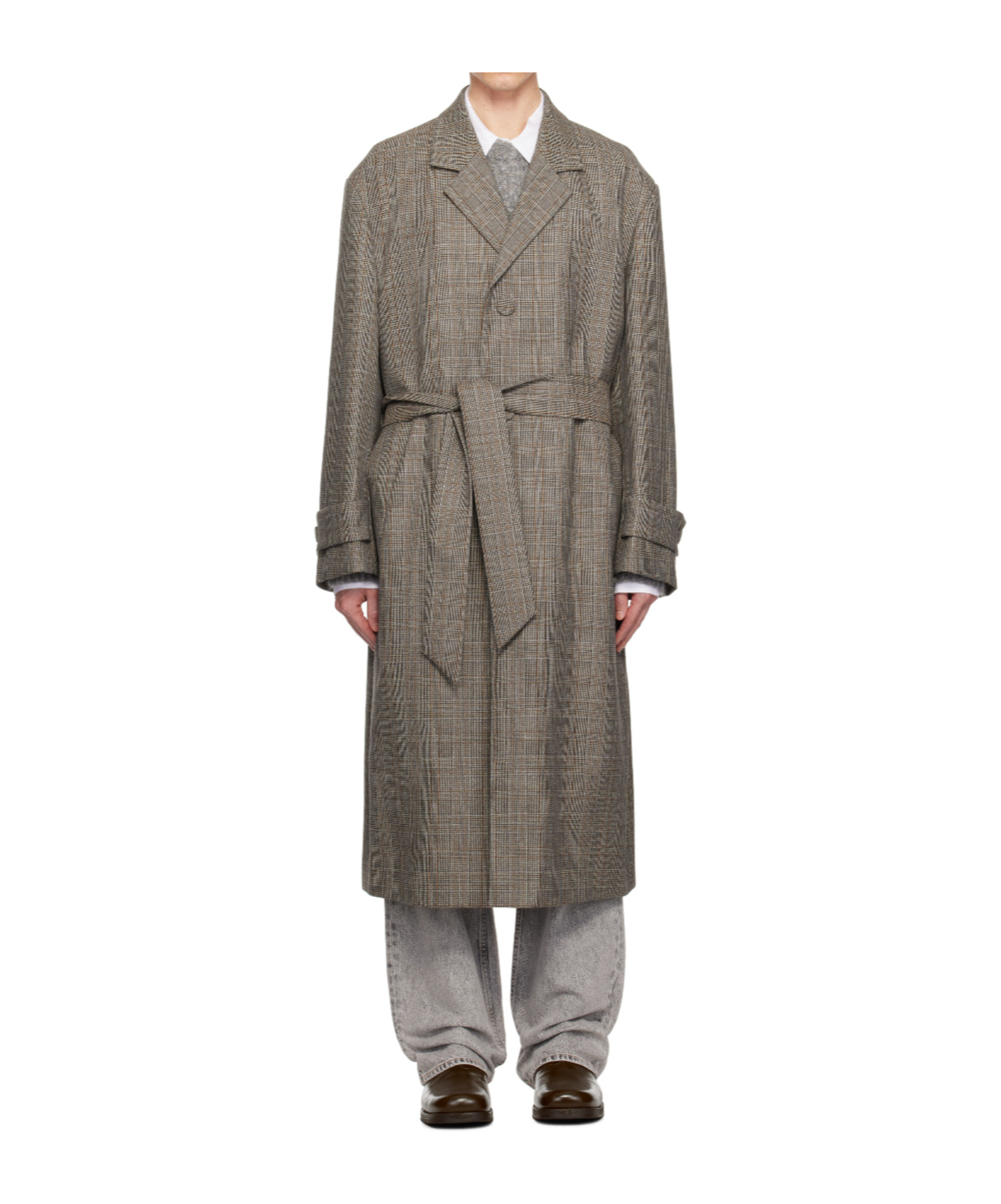 Wooyoungmi Lapel Long-sleeved Coat In Gray