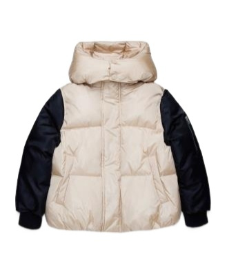 MM6 MAISON MARGIELA LOGO-APPLIQUÉ TWO-TONE PUFFER JACKET