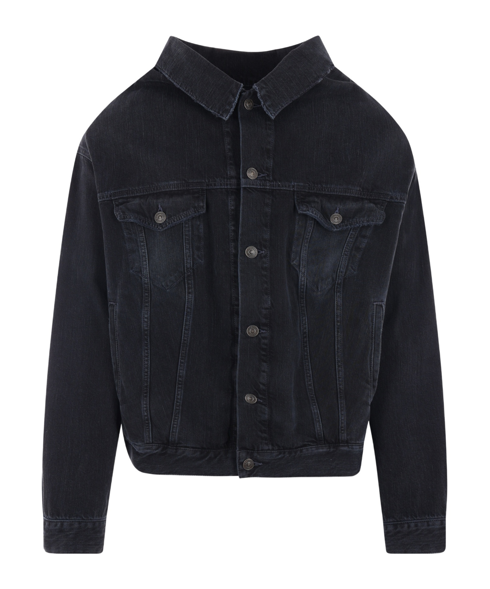 Balenciaga Off-shoulder Denim Jacket In Black
